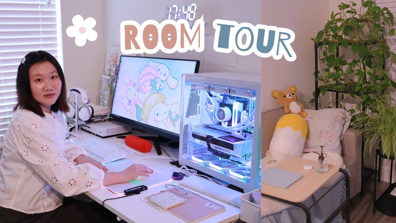 ROOM TOUR🏡 cozy｜Living alone in the US | desk setup white aesthetic 🤍