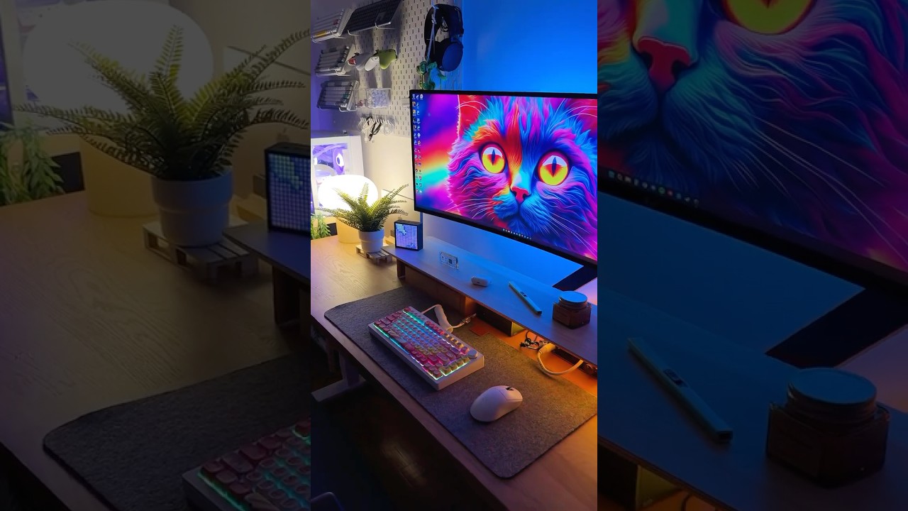 RGB Gaming Desk Setup, Katzen und die süßesten Tastaturen